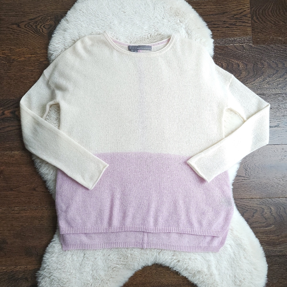 360 Cashmere Color Block Lavender Super Soft Sweater